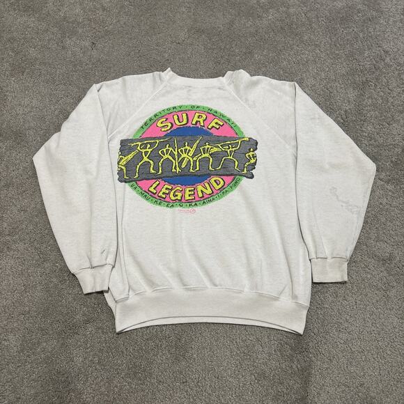 Vintage Territory of Hawaii Surf Legend Crewneck Sweatshirt 80s - Picture 4 of 7